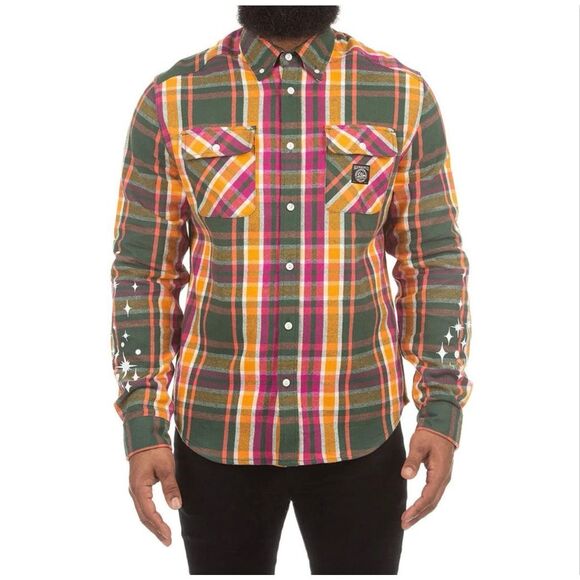 Billionaire Boys Club Horizon Plaid Cotton Flannel Button-Down Shirt - Picture 2 of 9